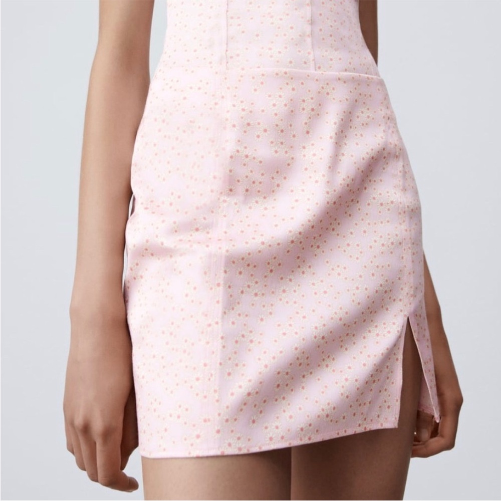 Zara satin floral skirt